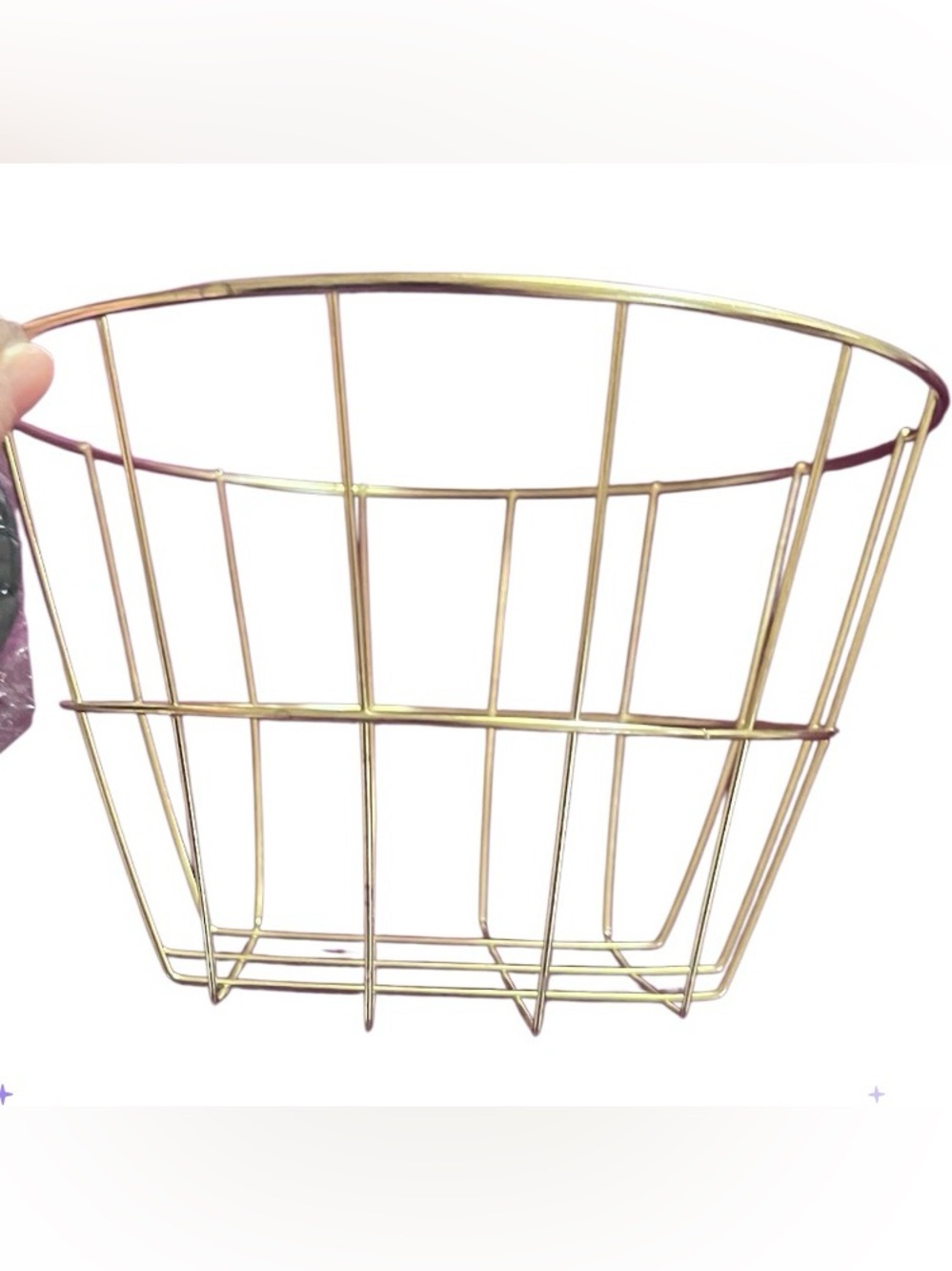 Gold Wire Storage Basket, Metal Gold Storage Basket and Greenery Brand New - Picture 2 of 9